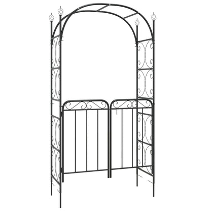 Arco da Giardino con Cancello Nero 108x45x235 cm Acciaio - homemem39