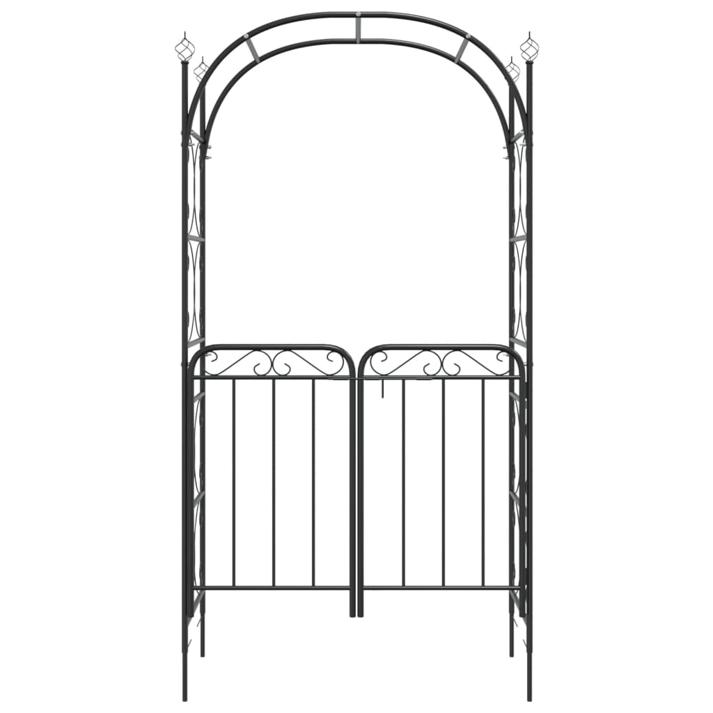 Arco da Giardino con Cancello Nero 108x45x235 cm Acciaio - homemem39