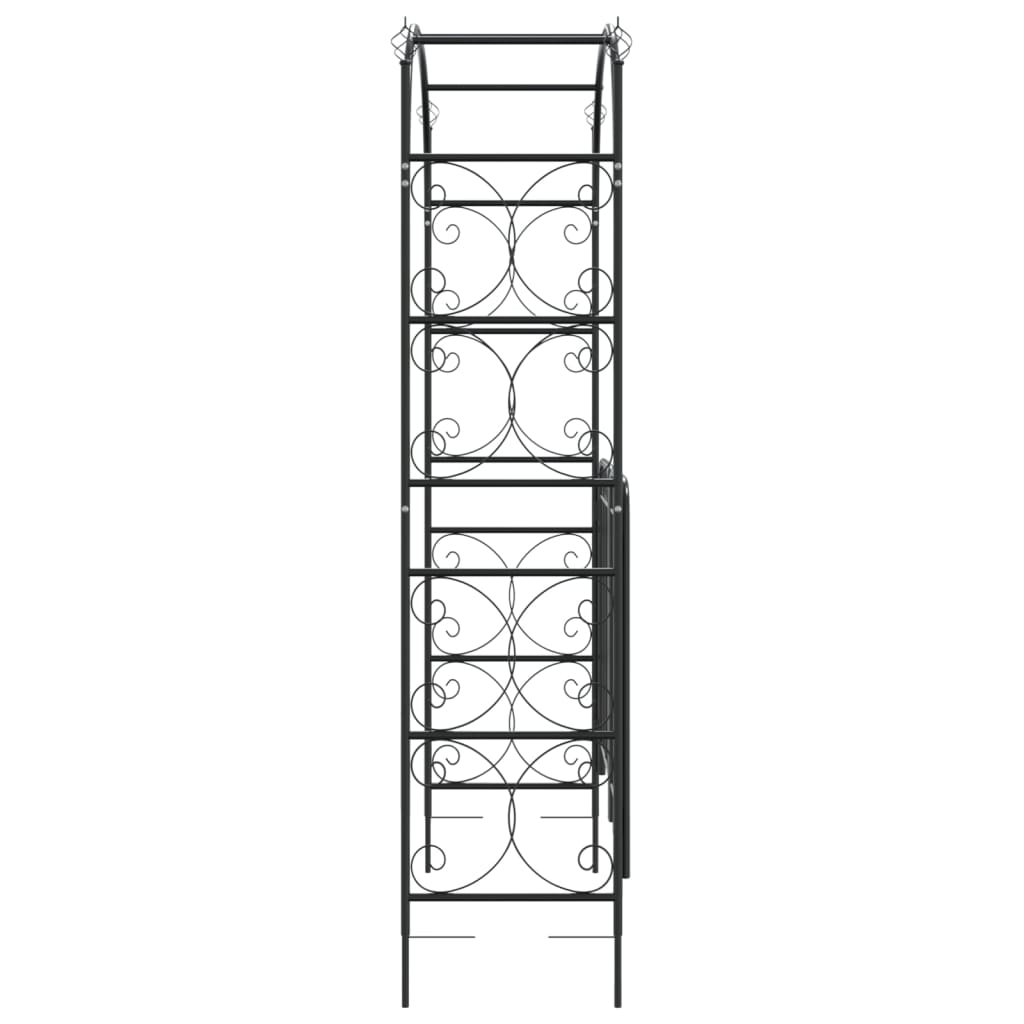 Arco da Giardino con Cancello Nero 108x45x235 cm Acciaio - homemem39