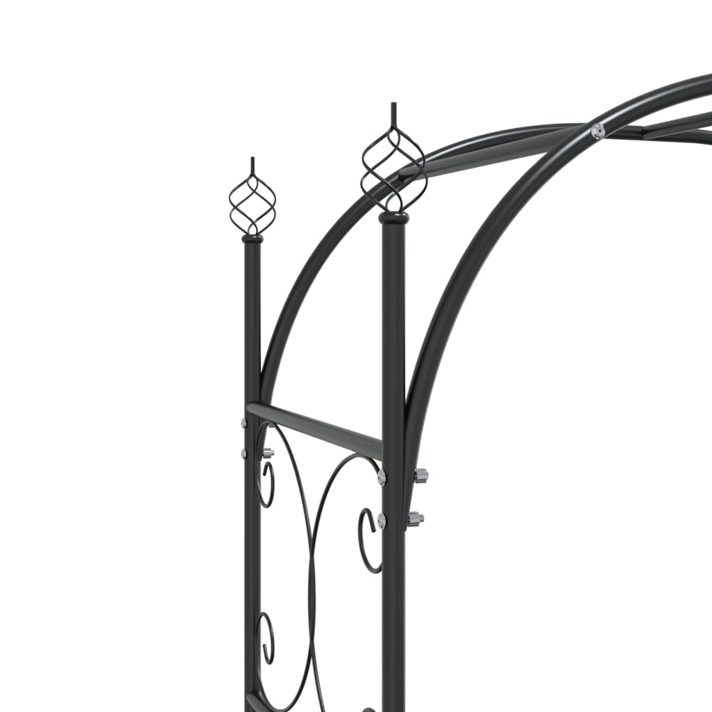 Arco da Giardino con Cancello Nero 108x45x235 cm Acciaio - homemem39