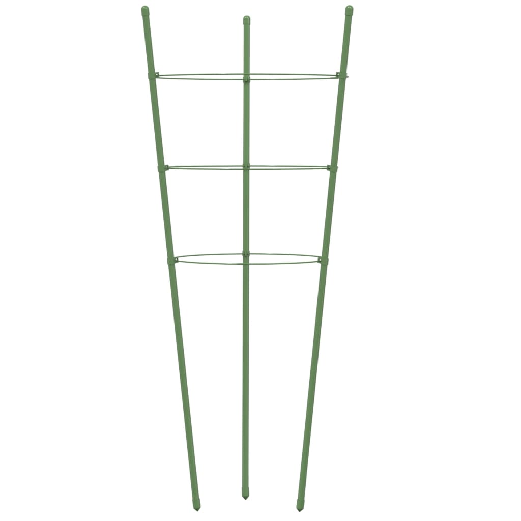 Supporti Piante da Giardino con 3 Anelli 5pz Verde 75cm Acciaio - homemem39