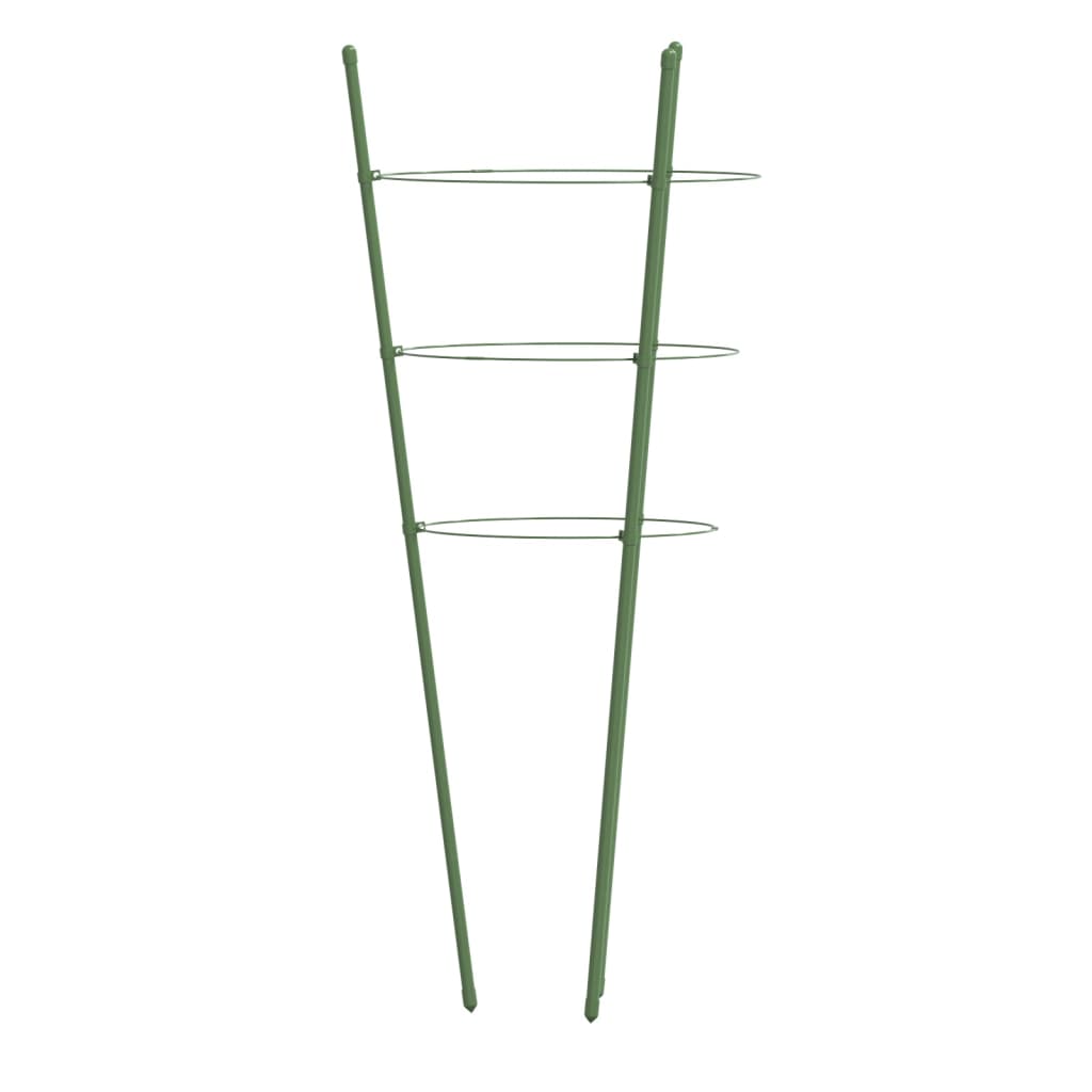 Supporti Piante da Giardino con 3 Anelli 5pz Verde 75cm Acciaio - homemem39