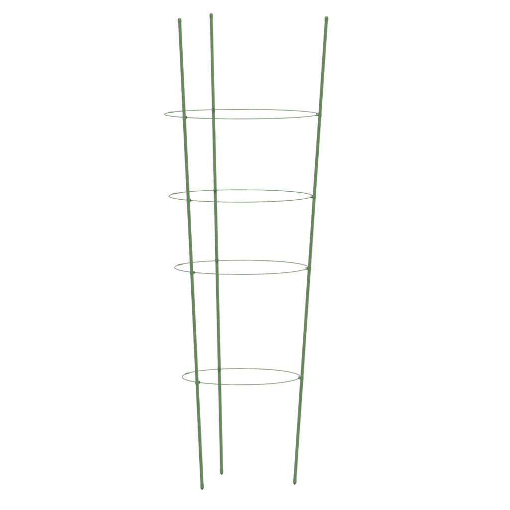 Supporti Piante da Giardino con 4 Anelli 5pz Verde 90cm Acciaio - homemem39