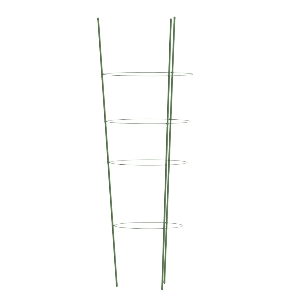 Supporti Piante da Giardino con 4 Anelli 5pz Verde 90cm Acciaio - homemem39