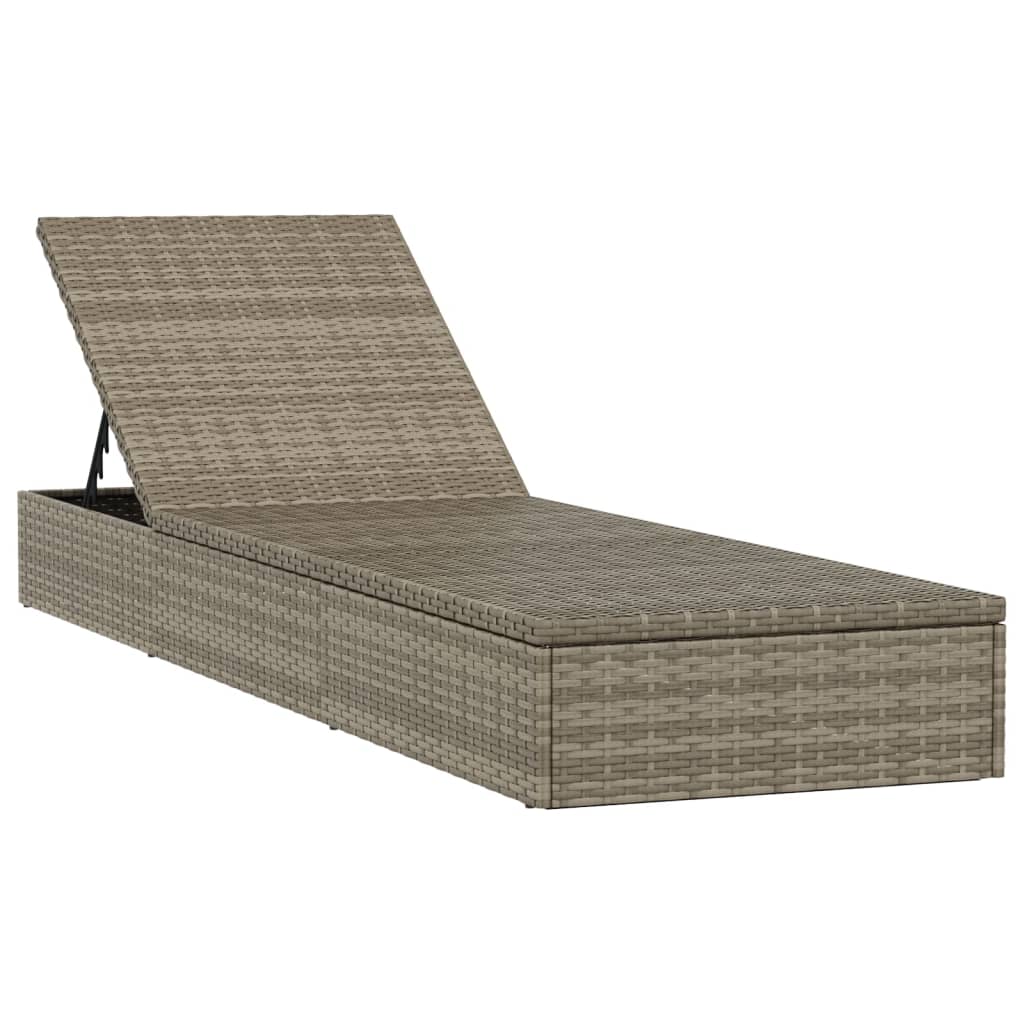 Lettino con Cuscino Grigio 201x55x62 cm in Polyrattan - homemem39