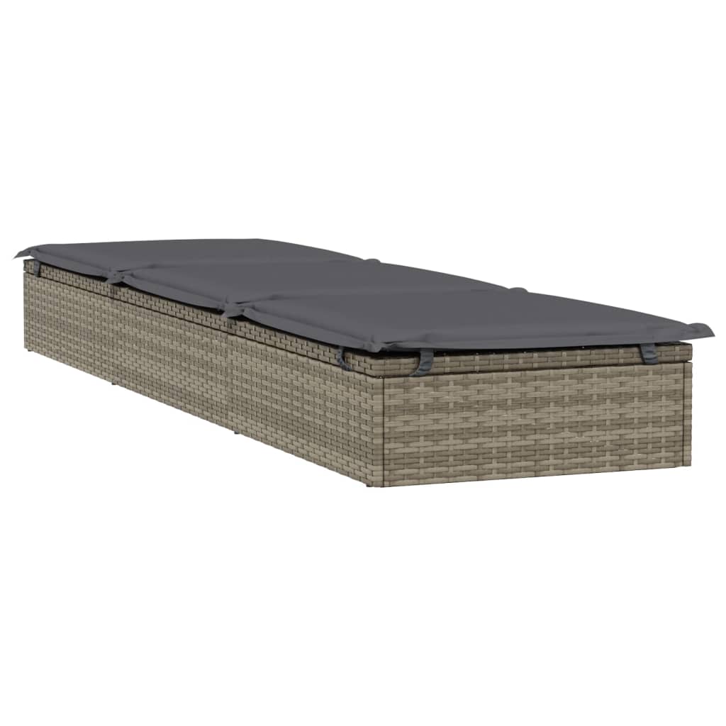 Lettino con Cuscino Grigio 201x55x62 cm in Polyrattan - homemem39