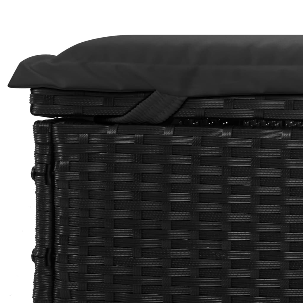 Lettino con Tetto Pieghevole Nero 213x63x97 cm Polyrattan - homemem39