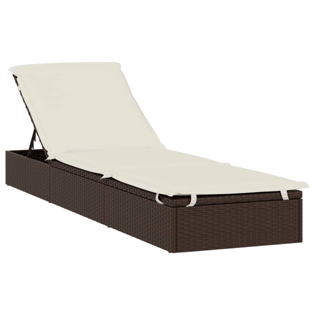 Lettino con Tetto Rotondo Marrone 211x57x140 cm Polyrattan - homemem39