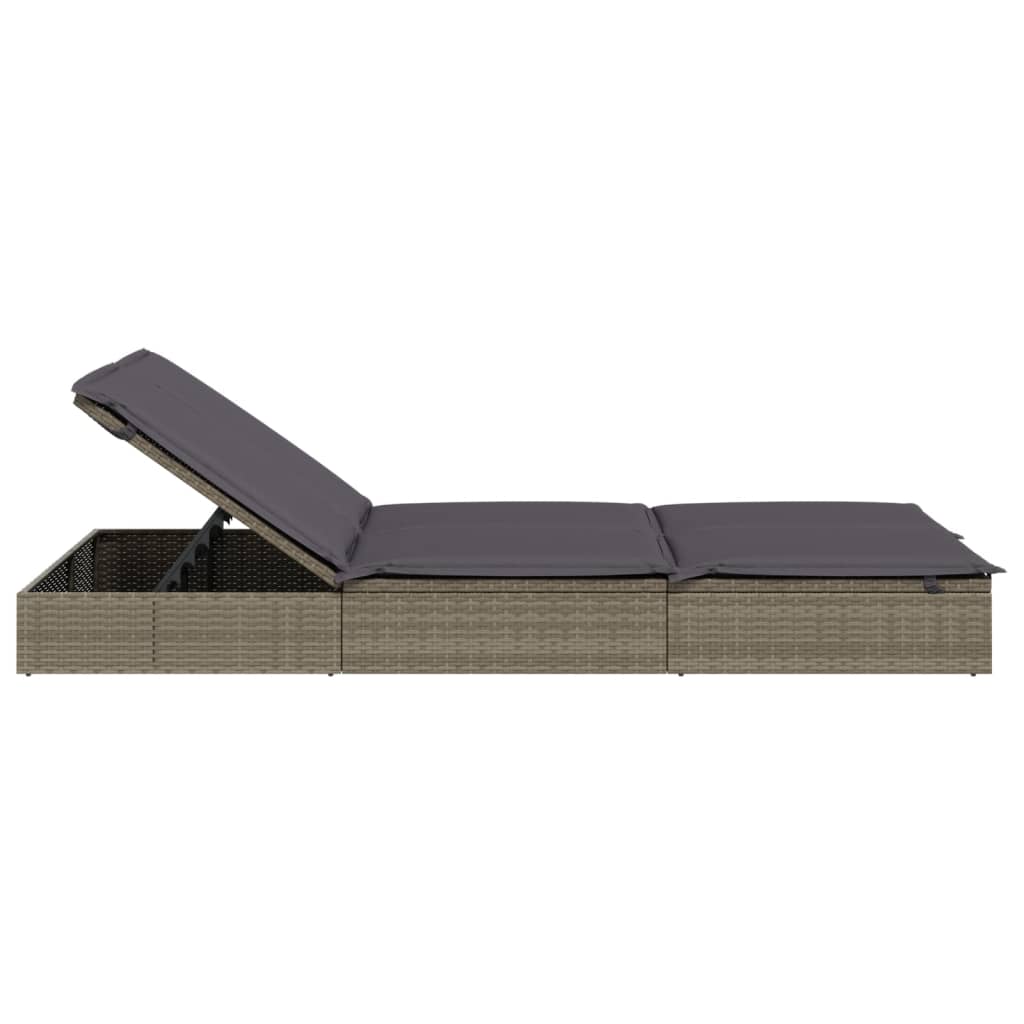 Lettini Prendisole 2pz Grigio 201x55x20 cm Polyrattan - homemem39