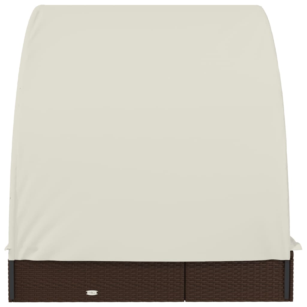 Lettini 2pz Tetto Rotondo Marrone 211x112x140 cm Polyrattan - homemem39