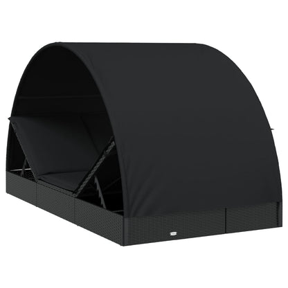 Lettini 2pz Tetto Rotondo Nero 211x112x140 cm Polyrattan - homemem39