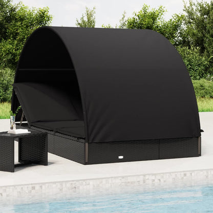 Lettini 2pz Tetto Rotondo Nero 211x112x140 cm Polyrattan - homemem39