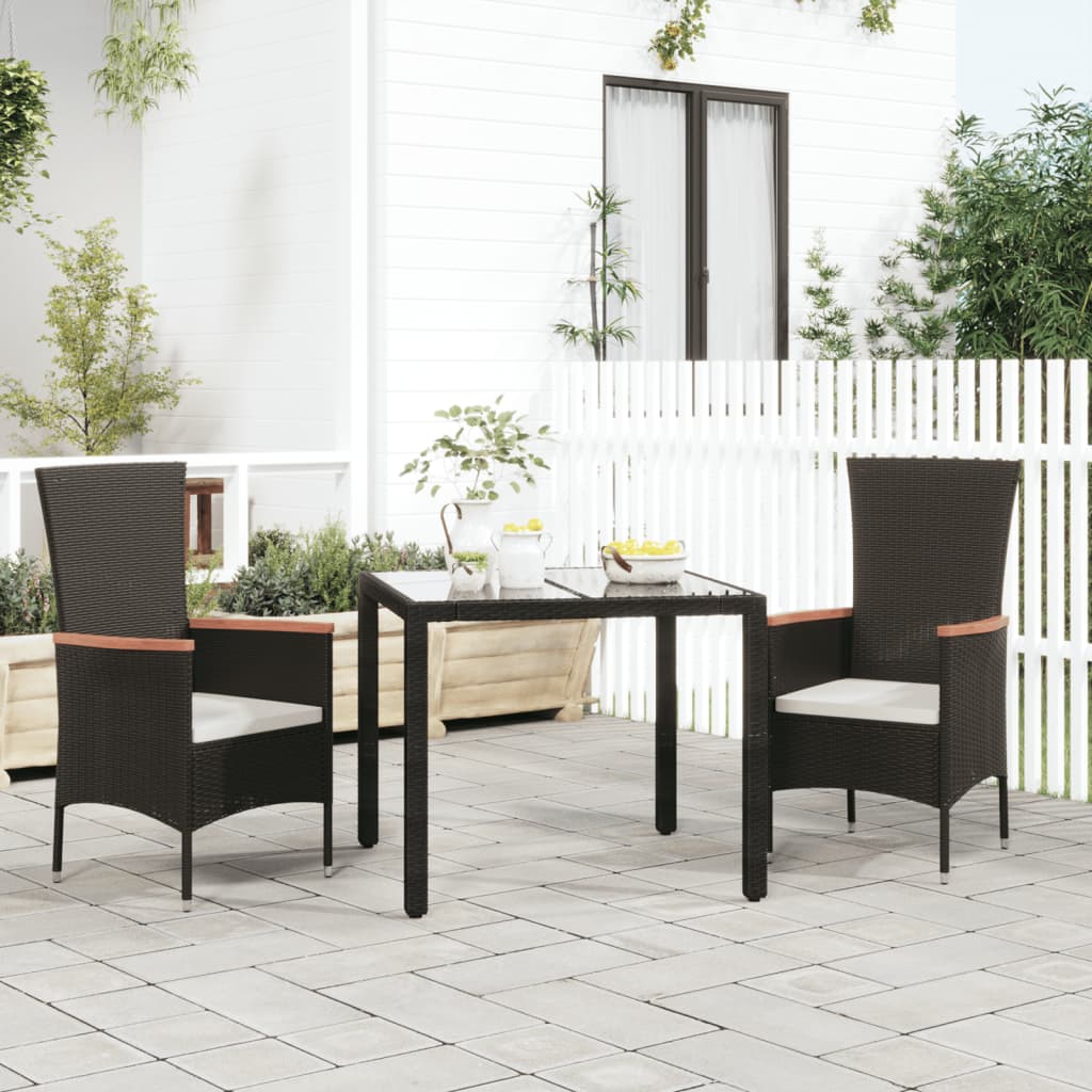 Sedie da Giardino con Cuscini 2 pz in Polyrattan Nere - homemem39