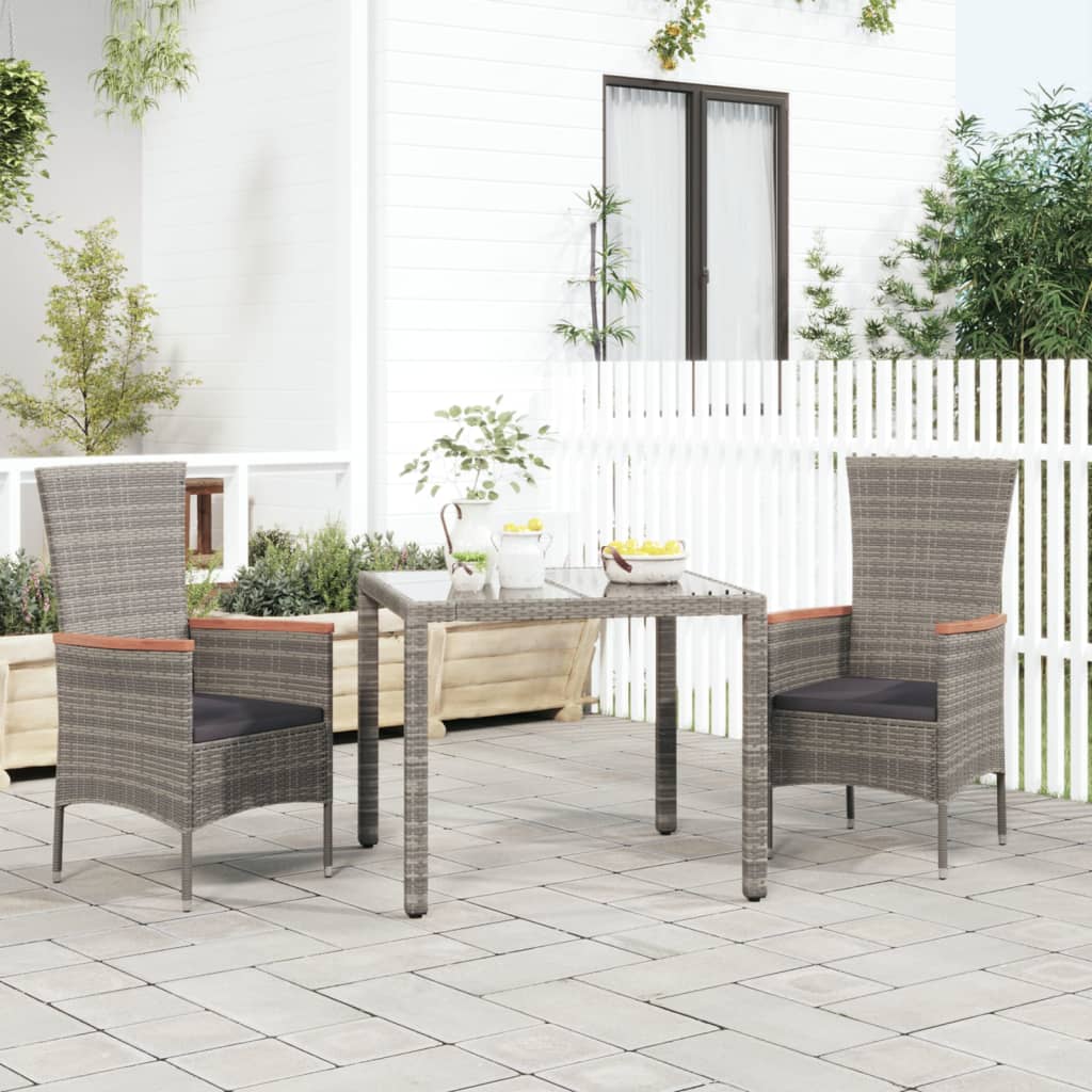 Sedie da Giardino con Cuscini 2 pz in Polyrattan Grigie - homemem39