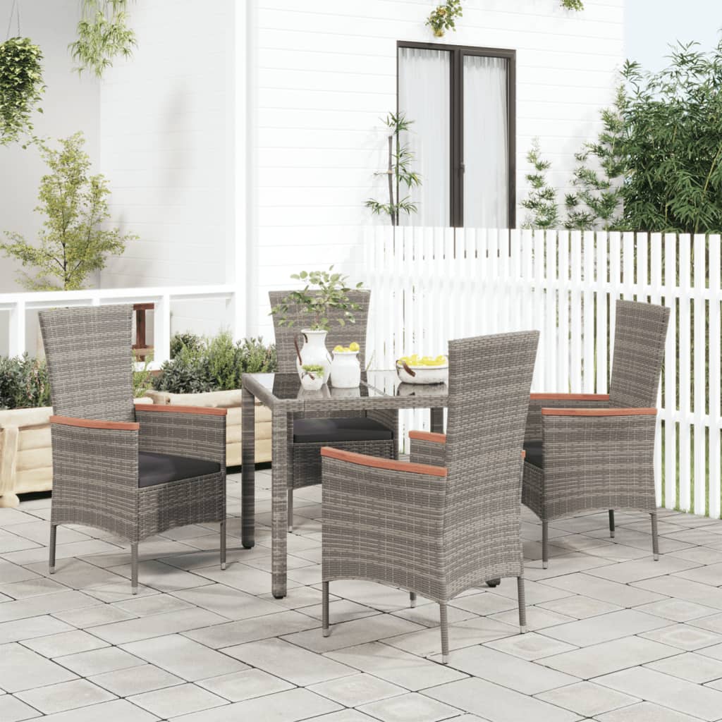 Sedie da Giardino con Cuscini 4 pz in Polyrattan Grigie - homemem39