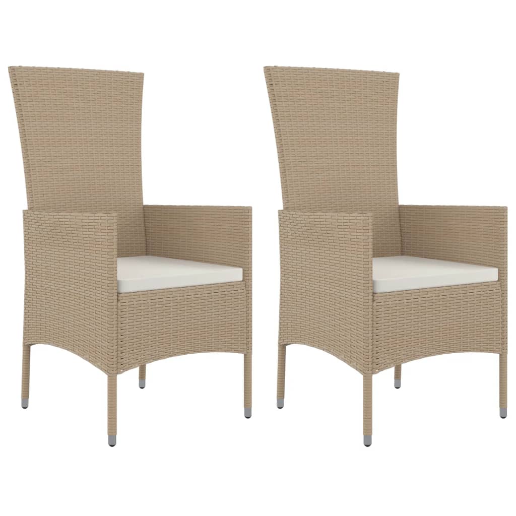 Sedie da Giardino con Cuscini 2 pz in Polyrattan Beige - homemem39