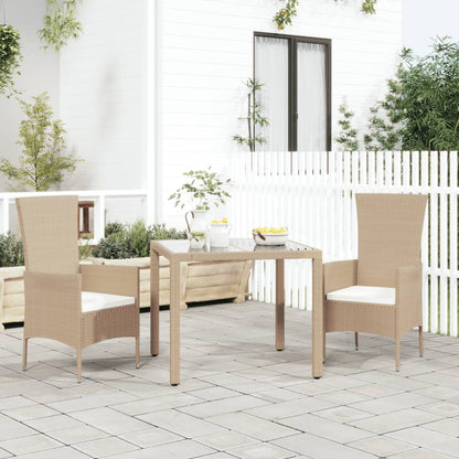 Sedie da Giardino con Cuscini 2 pz in Polyrattan Beige - homemem39