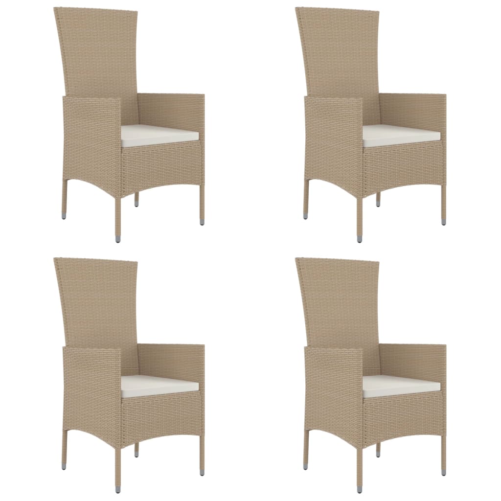 Sedie da Giardino con Cuscini 4 pz in Polyrattan Beige - homemem39