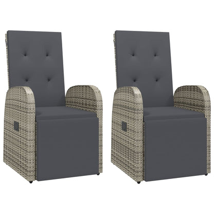 Sedie Reclinabili da Giardino con Cuscini 2pz Grigio Polyrattan - homemem39