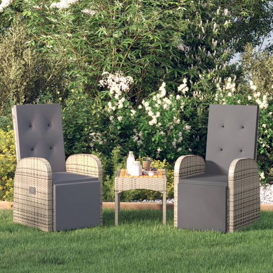 Sedie Reclinabili da Giardino con Cuscini 2pz Grigio Polyrattan - homemem39