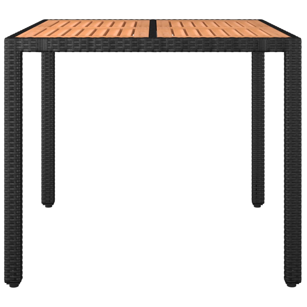 Tavolo da Giardino Piano Legno Nero Polyrattan Massello Acacia - homemem39