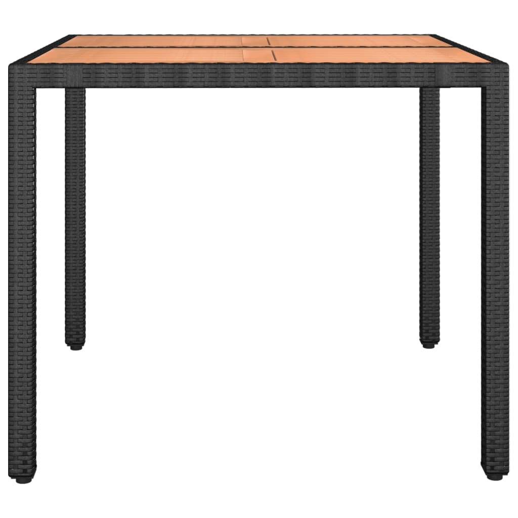 Tavolo da Giardino Piano Legno Nero Polyrattan Massello Acacia - homemem39