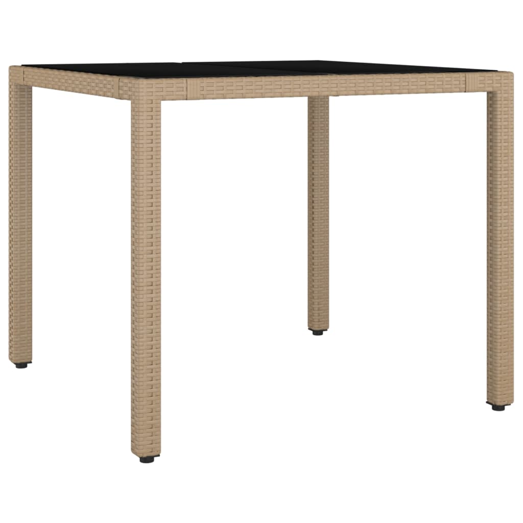 Tavolo da Giardino Piano Vetro Beige Polyrattan Vetro Temperato - homemem39