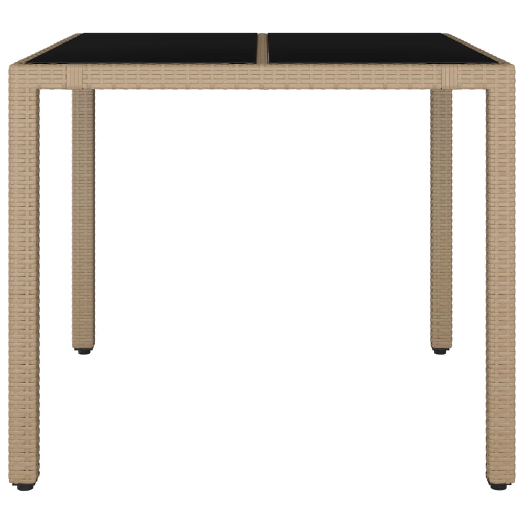 Tavolo da Giardino Piano Vetro Beige Polyrattan Vetro Temperato - homemem39