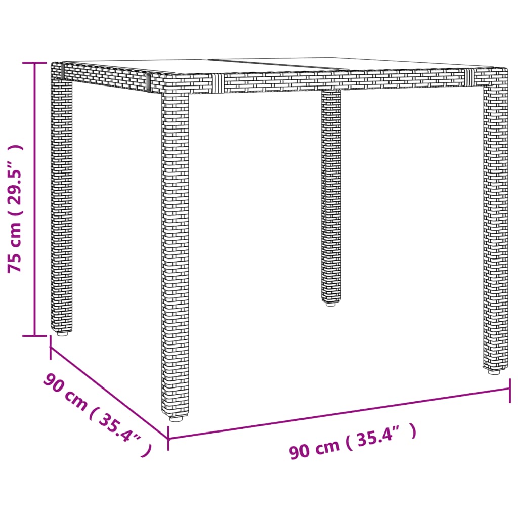 Tavolo da Giardino Piano Vetro Beige Polyrattan Vetro Temperato - homemem39