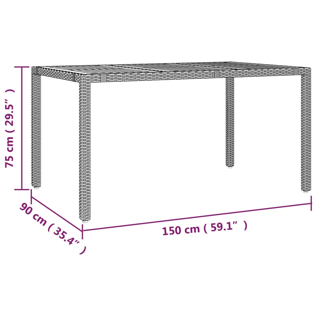 Tavolo Giardino Piano Legno Grigio Polyrattan e Massello Acacia - homemem39