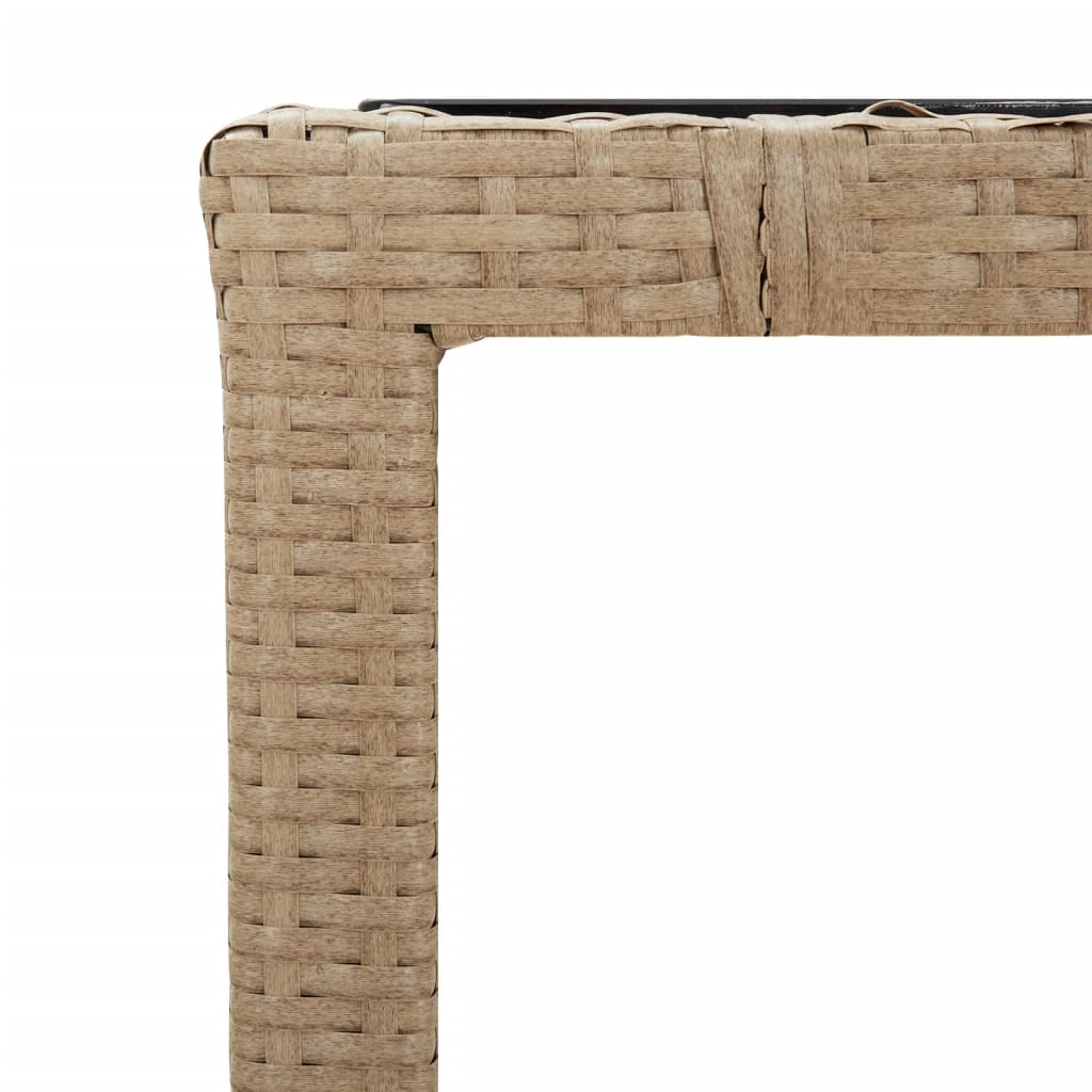 Tavolo da Giardino Piano Vetro Beige Polyrattan Vetro Temperato - homemem39