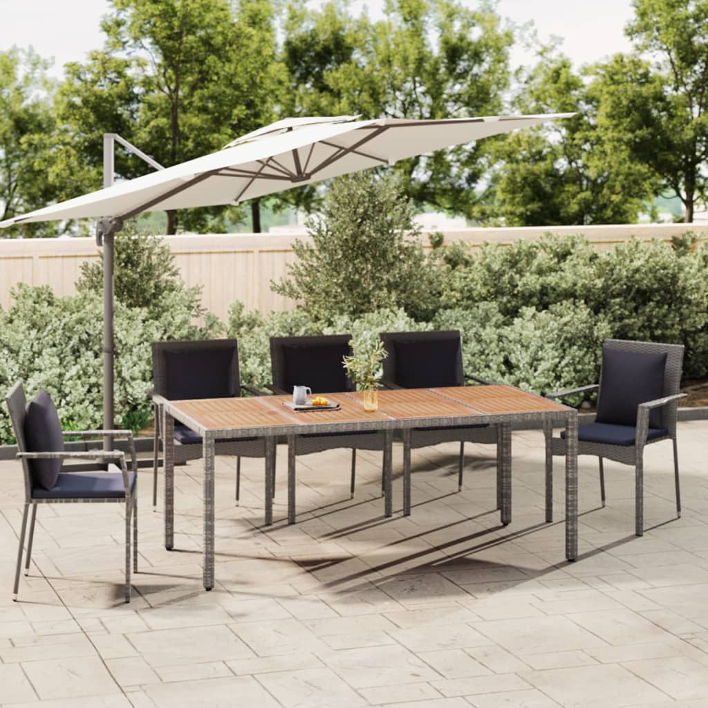 Tavolo Giardino Piano Legno Grigio Polyrattan e Massello Acacia - homemem39