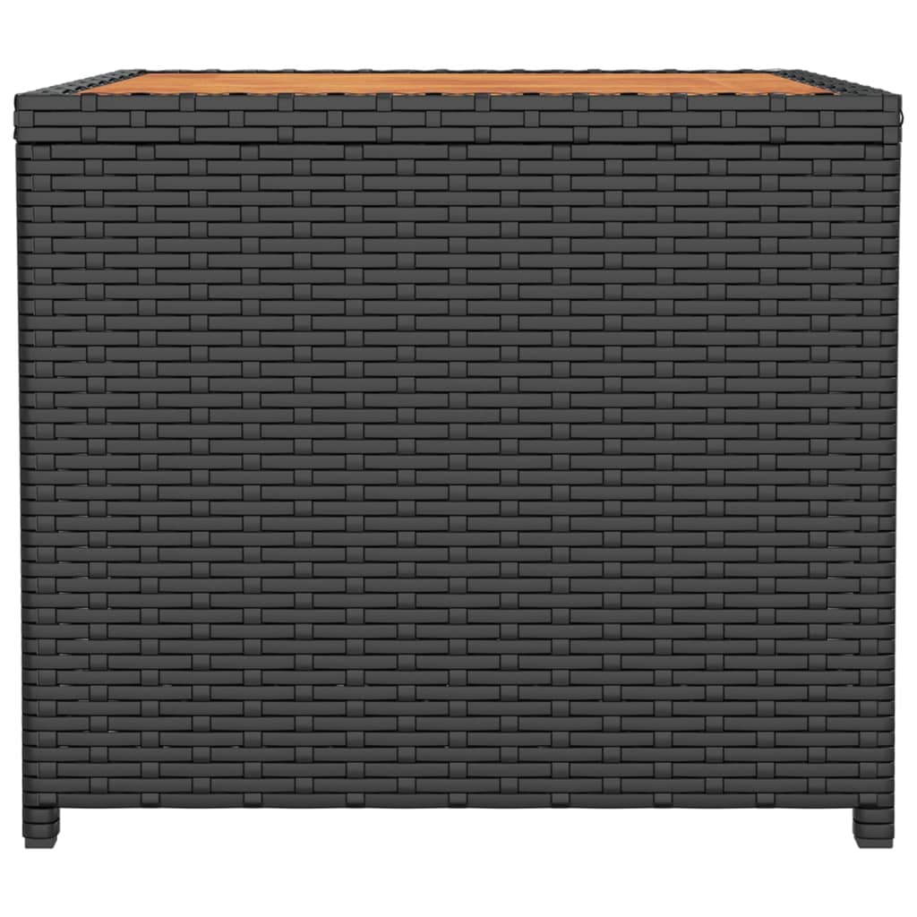 Tavolino con Piano Legno Nero Polyrattan Legno Massello Acacia - homemem39