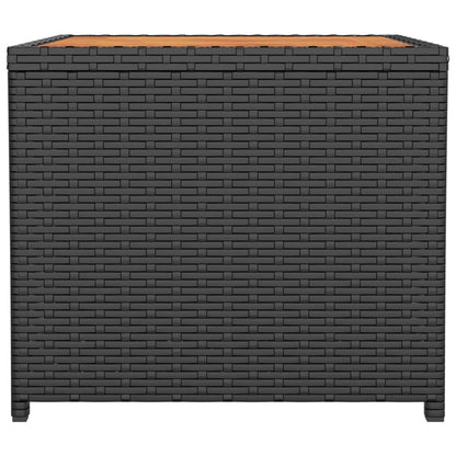 Tavolino con Piano Legno Nero Polyrattan Legno Massello Acacia - homemem39