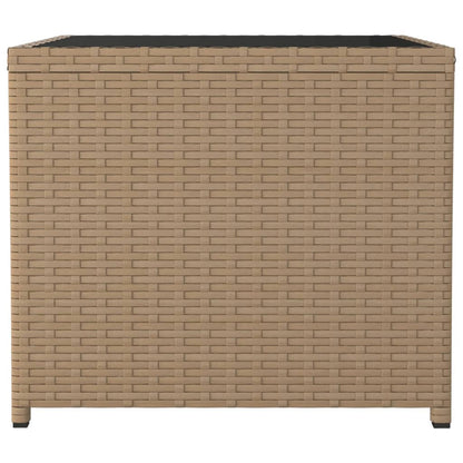 Tavolino con Piano Vetro Beige in Polyrattan e Vetro Temperato - homemem39