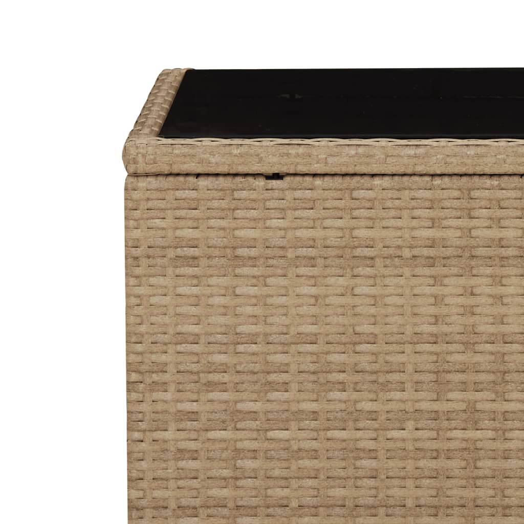 Tavolino con Piano Vetro Beige in Polyrattan e Vetro Temperato - homemem39