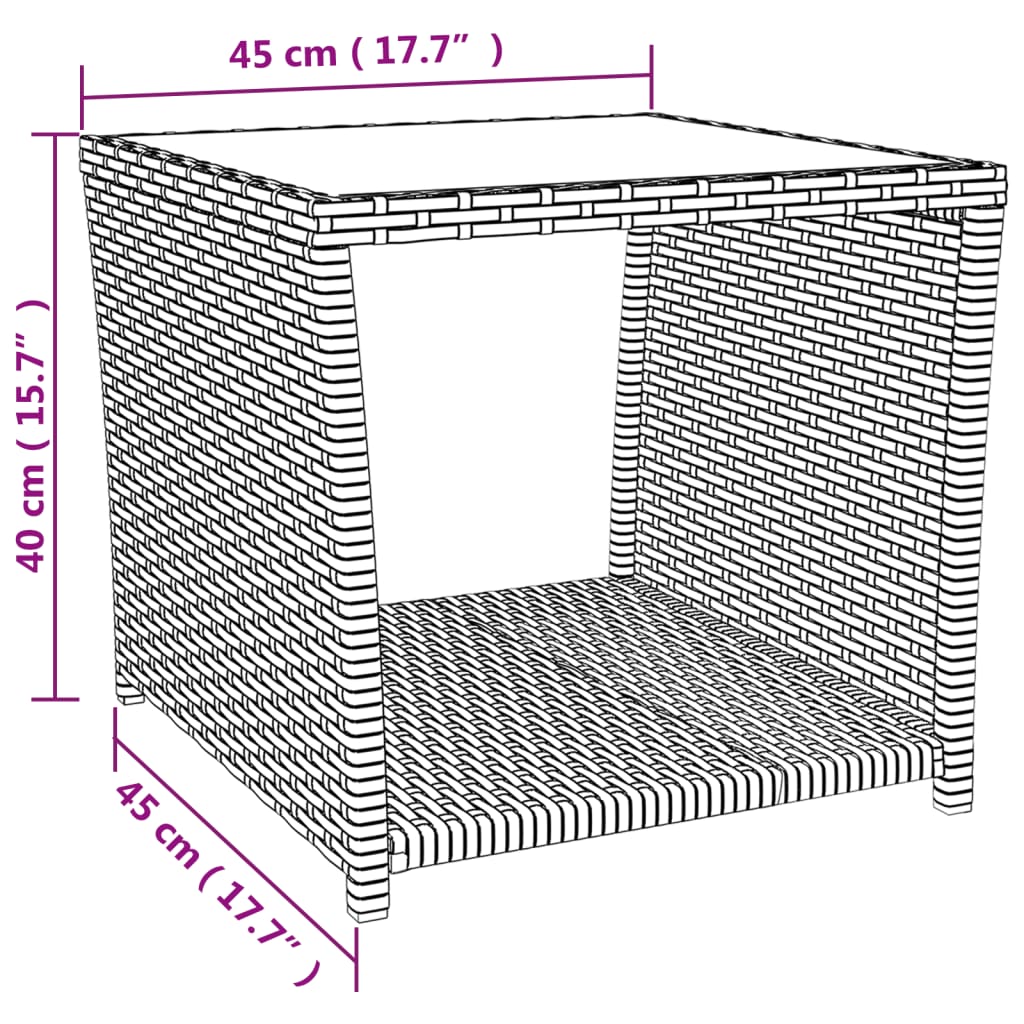 Tavolino con Piano Vetro Beige in Polyrattan e Vetro Temperato - homemem39