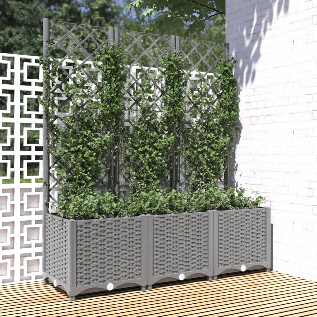 Fioriera Giardino con Graticcio Grigio Chiaro 120x40x136cm PP - homemem39