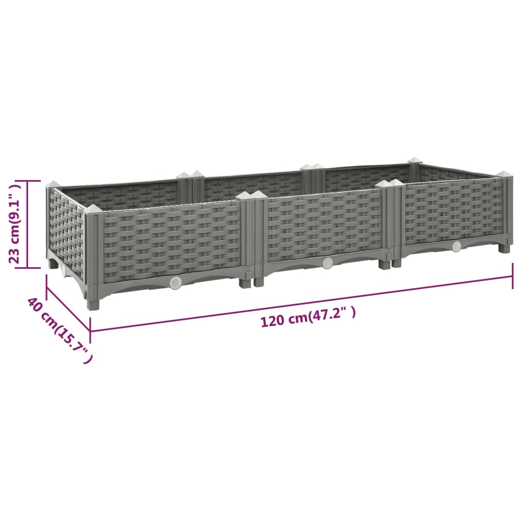 Fioriera Rialzata 120x40x23 cm in Polipropilene - homemem39