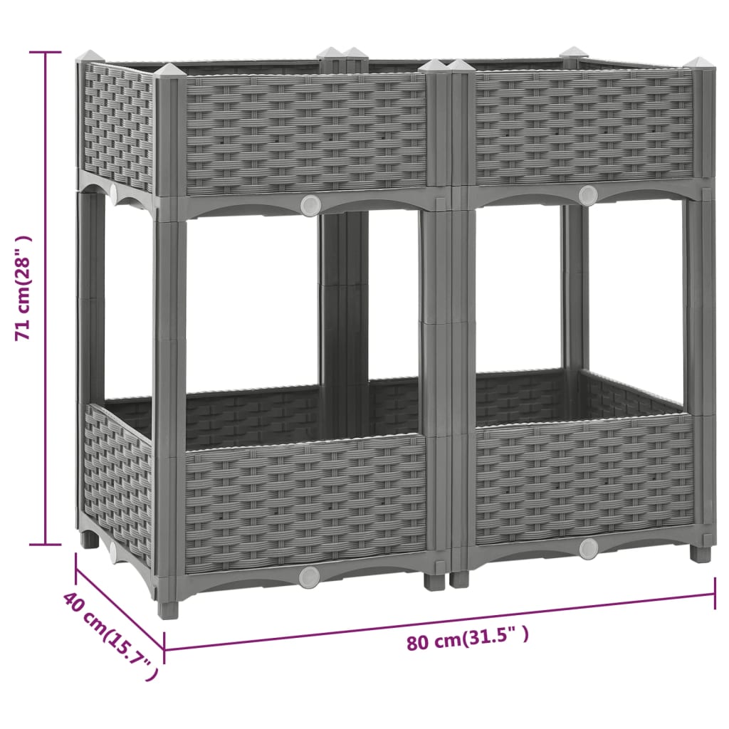 Fioriera Rialzata 80x40x71 cm in Polipropilene - homemem39