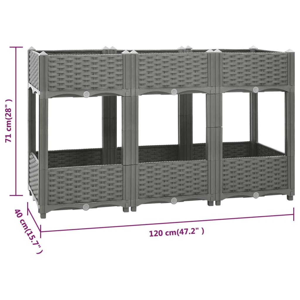 Fioriera Rialzata 120x40x71 cm in Polipropilene - homemem39