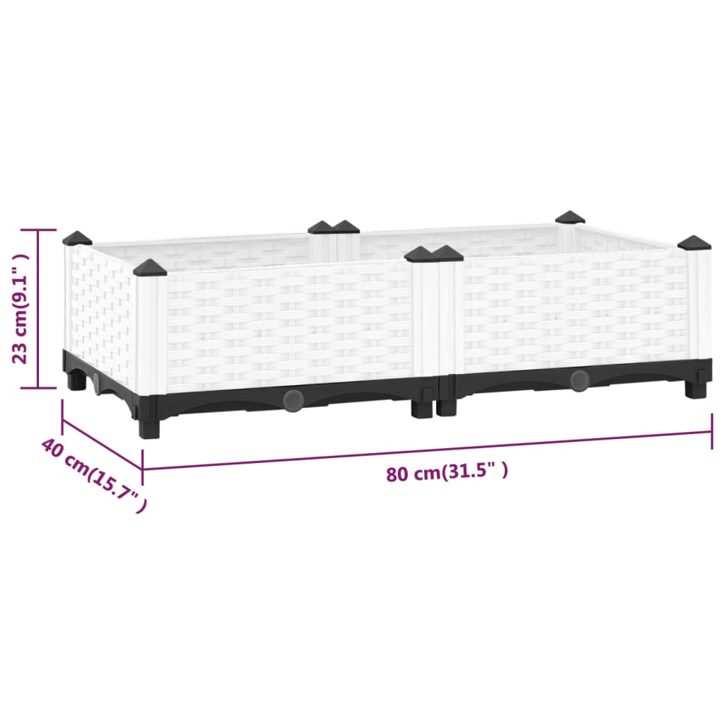 Fioriera Rialzata 80x40x23 cm in Polipropilene - homemem39