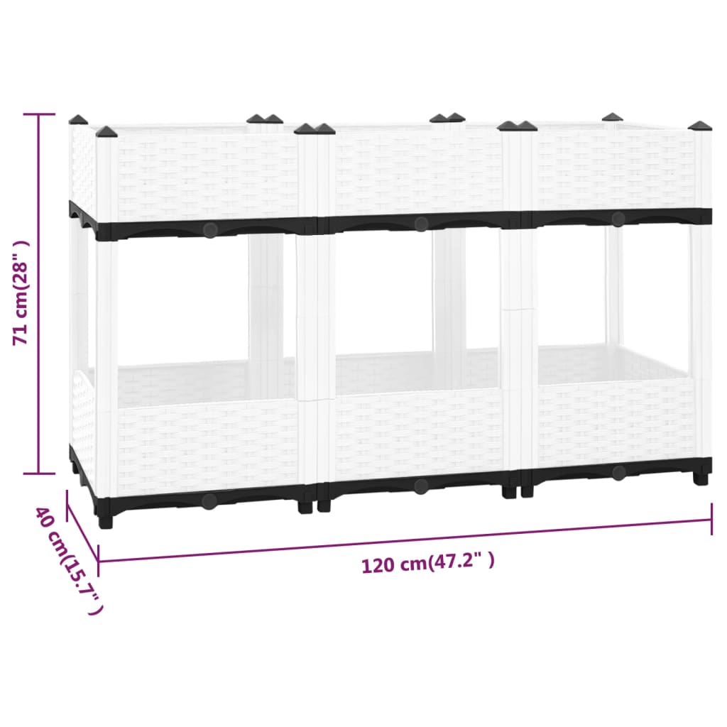 Fioriera Rialzata 120x40x71 cm in Polipropilene - homemem39