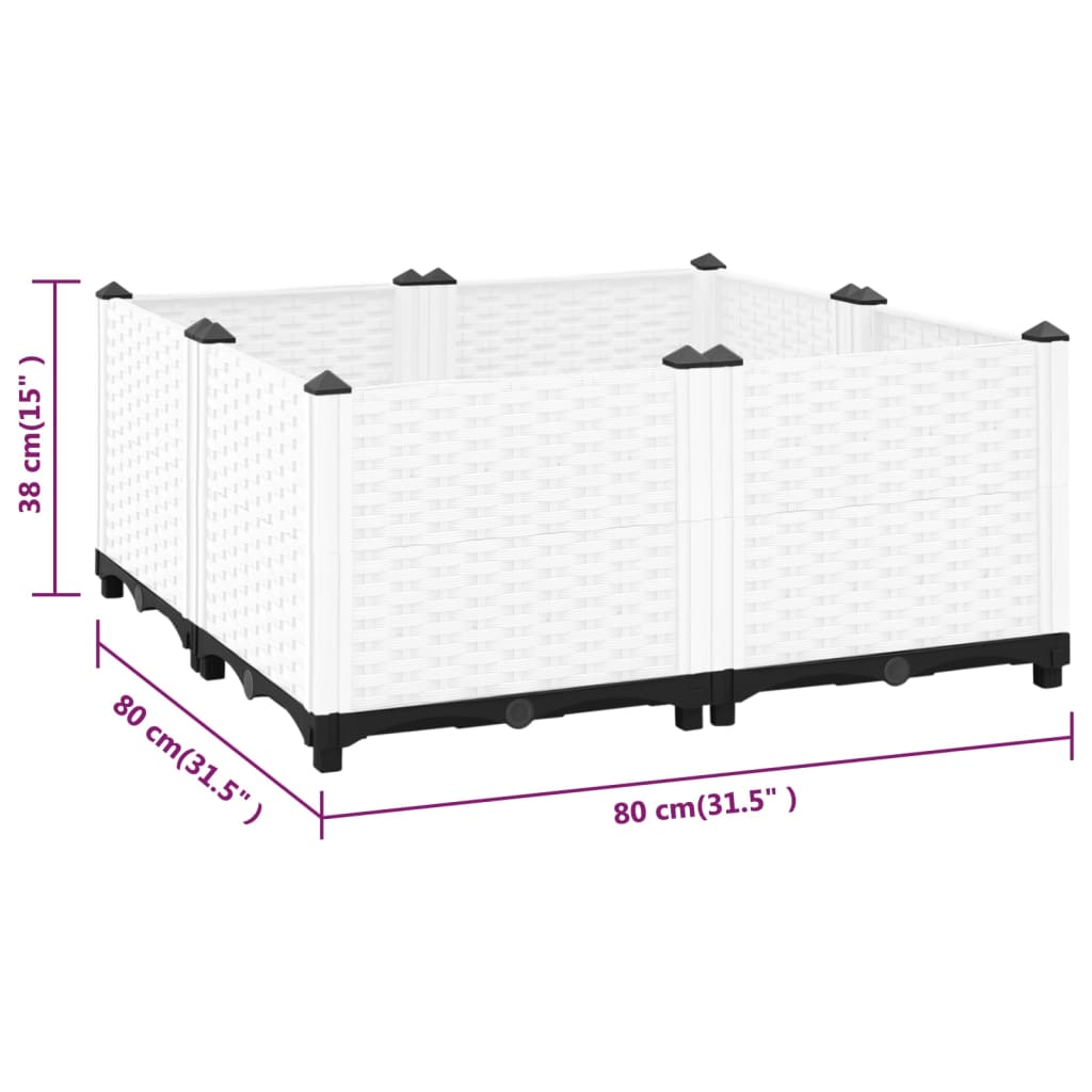 Fioriera Rialzata 80x80x38 cm in Polipropilene - homemem39