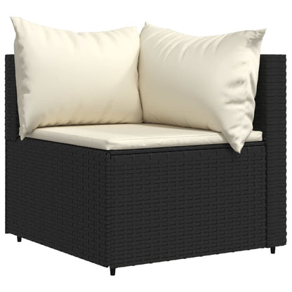 Set Divani da Giardino 3 pz con Cuscini Nero in Polyrattan - homemem39