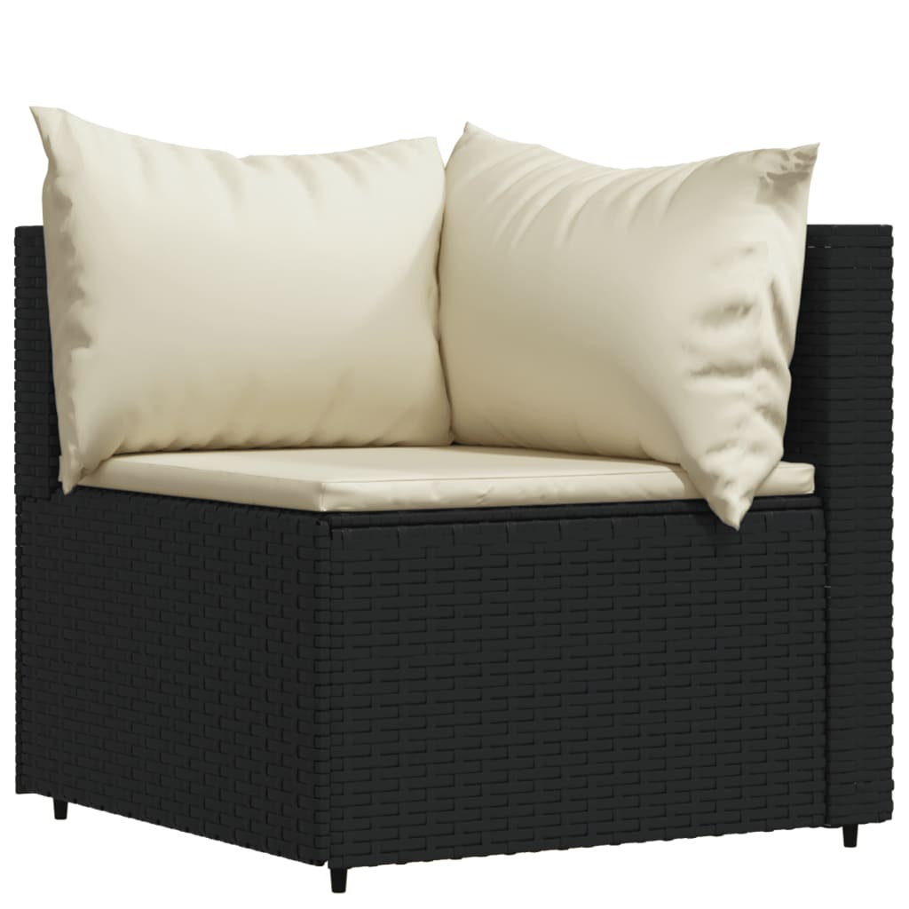 Set Divani da Giardino 3 pz con Cuscini Nero in Polyrattan - homemem39