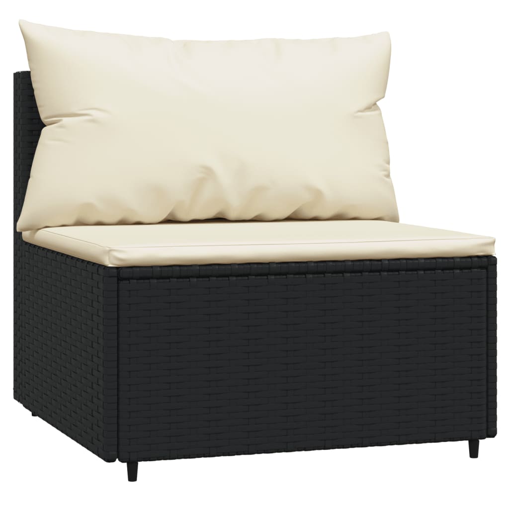 Set Divani da Giardino 3 pz con Cuscini Nero in Polyrattan - homemem39