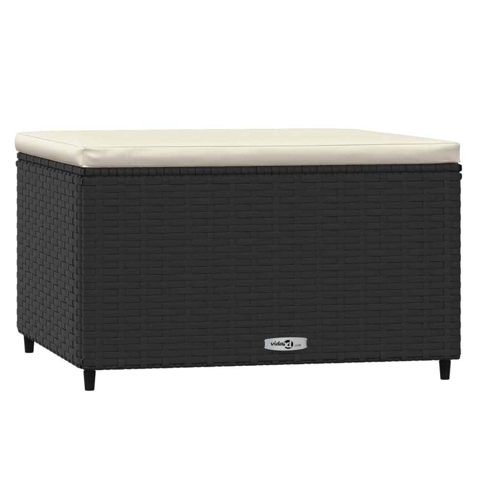 Poggiapiedi da Giardino con Cuscini in Polyrattan Nero - homemem39