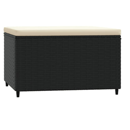 Poggiapiedi da Giardino con Cuscini in Polyrattan Nero - homemem39