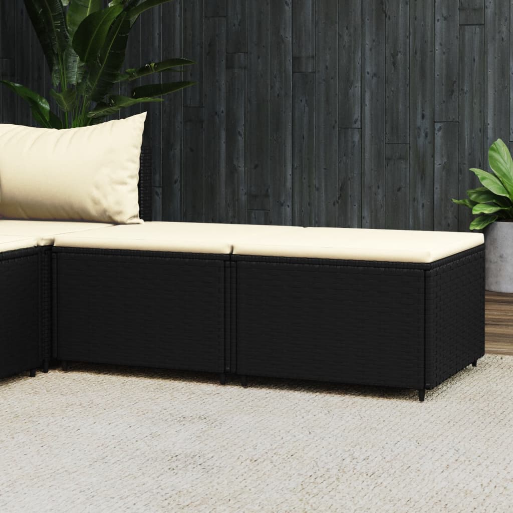 Poggiapiedi da Giardino con Cuscini in Polyrattan Nero - homemem39